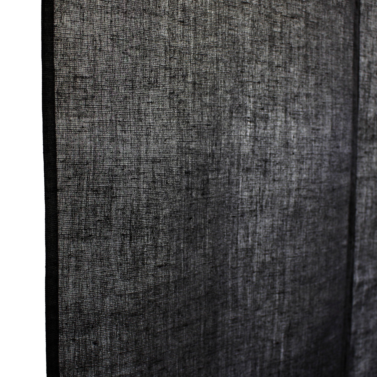 のれん 麻（伊平織） 無地 黒 W84xH120cm 2連 袋縫 | IONOオーダー染色工房