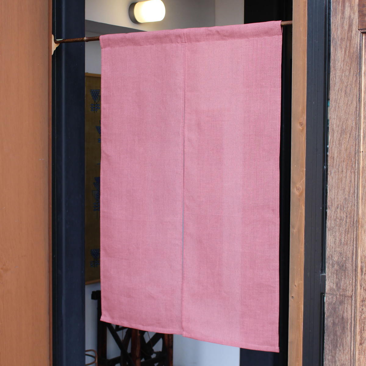 のれん 麻（伊平織） 無地 濃紅 W84xH120cm 2連 袋縫 | IONOオーダー